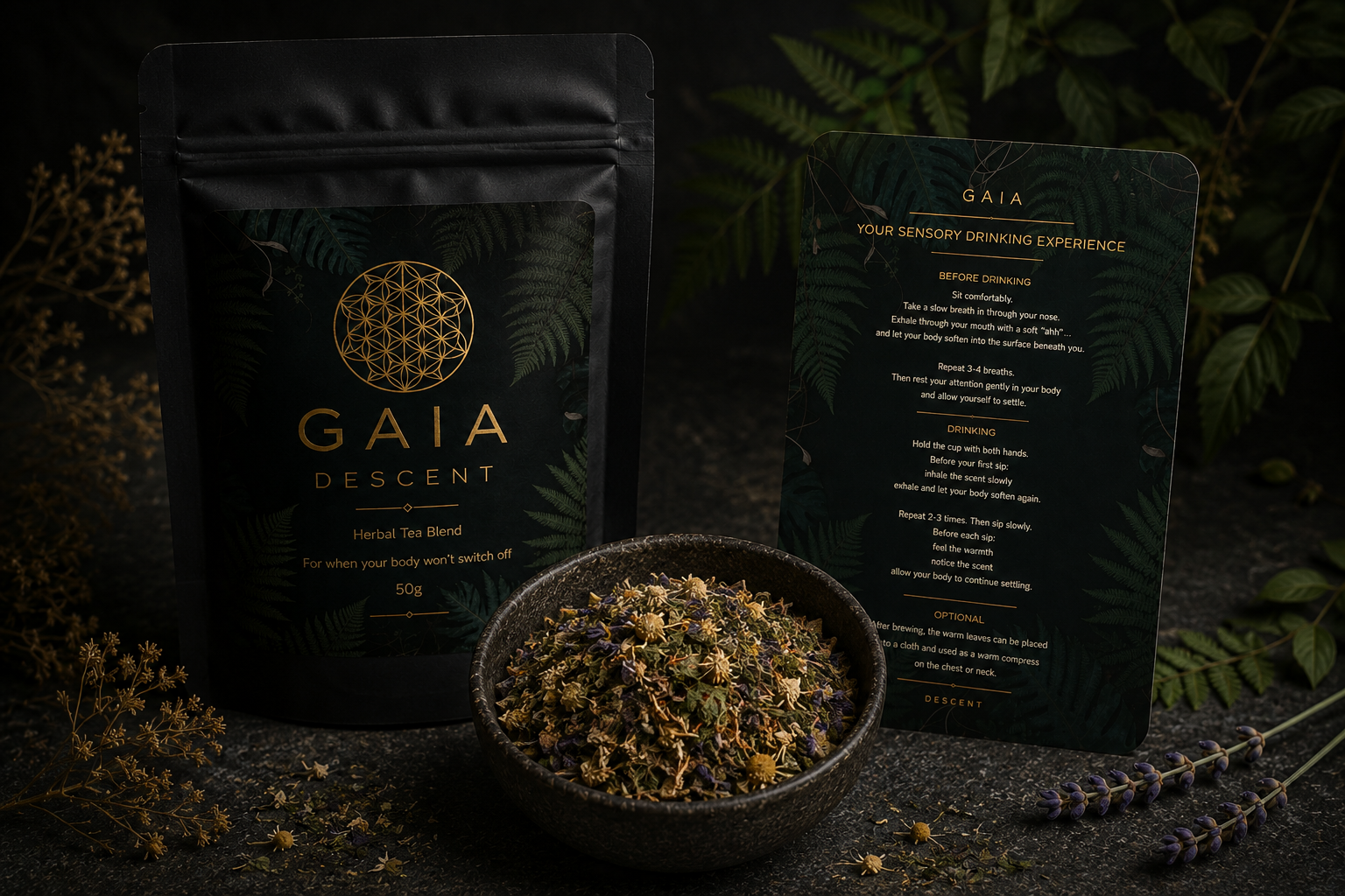 Organic Australian herbal tea blend featuring passionflower, lemon balm and chamomile